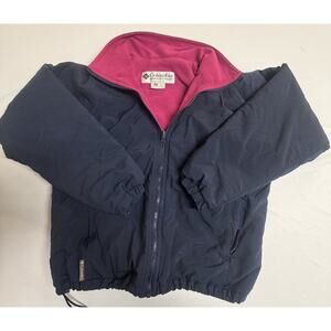 Vintage Women’s Medium Columbia Fleece Lined Windbreaker Jacket Full Zip Pockets